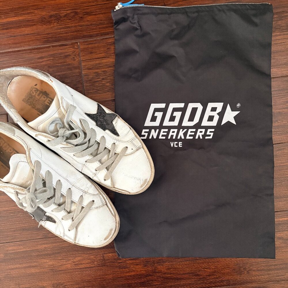 New Golden Goose Super Star Camo Heel and Glitter Star Sneakers Size 37